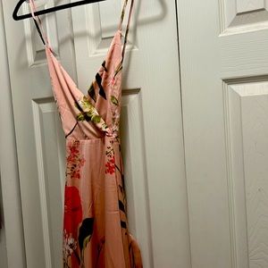 Lulus Still the one Blush Pink Floral Print Satin Dress